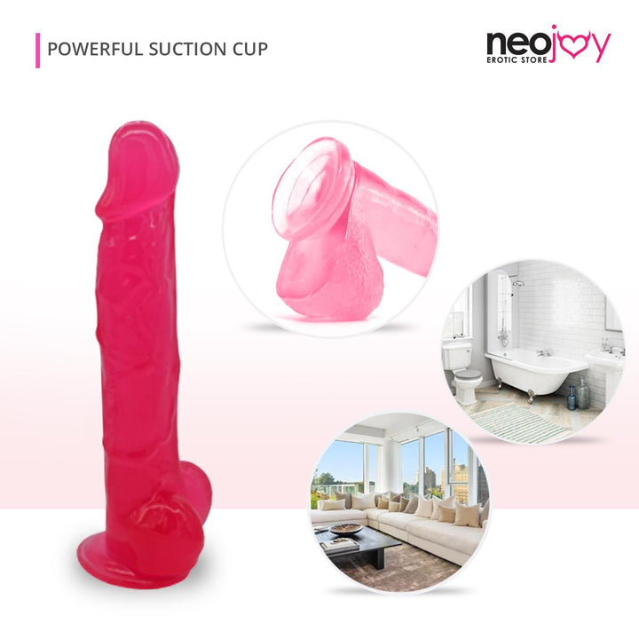 Neojoy Jelly-Soft Crystal Dildo Pink - 23 cm Realistischer Penis mit Hoden und Saugnapf - Wasserdichter Masturbator für G-Punkt und Analstimulation - Sexspielzeug für Erwachsene - lucidtoys.de Not Classified