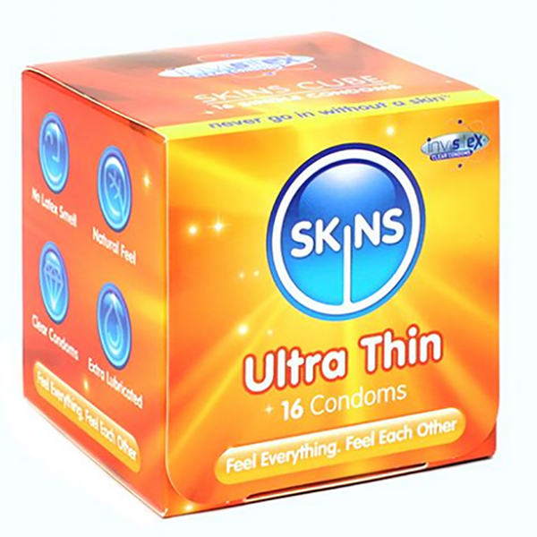 SkinsCondomsUltraThinCube16Pack