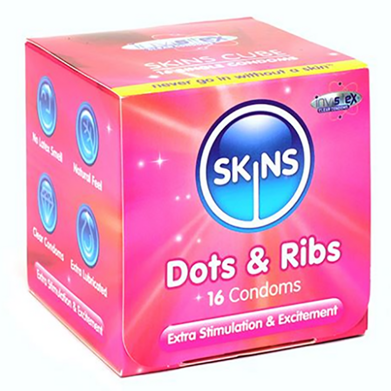 SkinsCondomsDots & RibsCube16Pack video