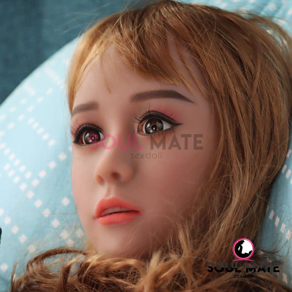 [HEAD-SM-46#-TAN-SILICONE-BROWN-M16-IMPLANTED HAIR]
