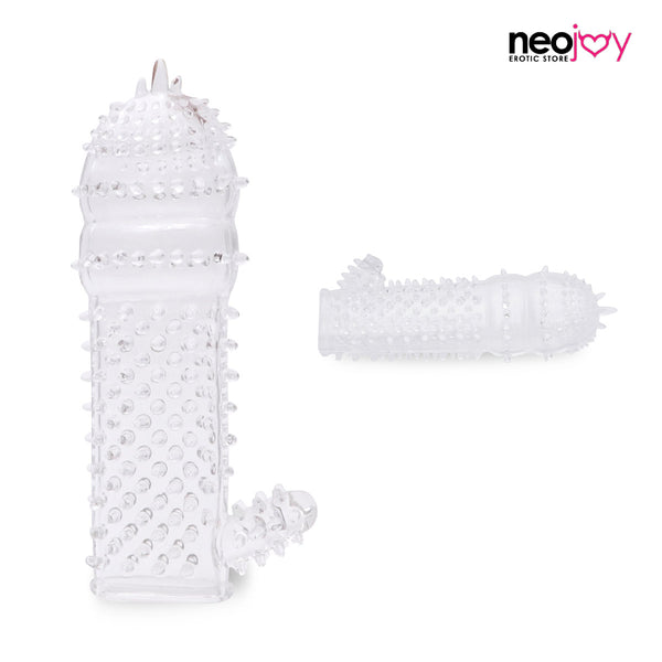 Neojoy Extra Sleeve - Jelly Penis Extender - Stimulierender Cock Enhancer mit Kitzler-Kitzler - Ausdauer, die Paar-Sex-Spielzeug verbessert