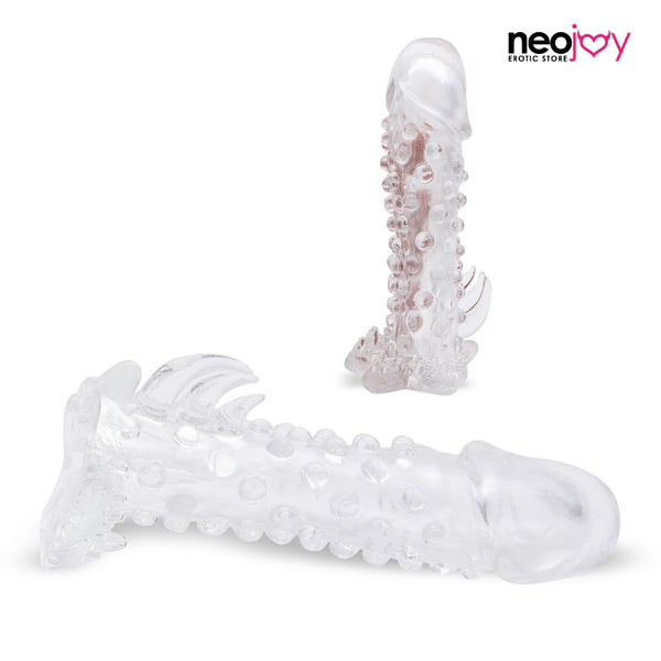 Neojoy Bumpy Sleeve - Gelee-stimulierender Hahn-Vergrößerer mit Kitzler-Kitzler - Ausdauer, die Paar-Sex-Spielzeug verbessert
