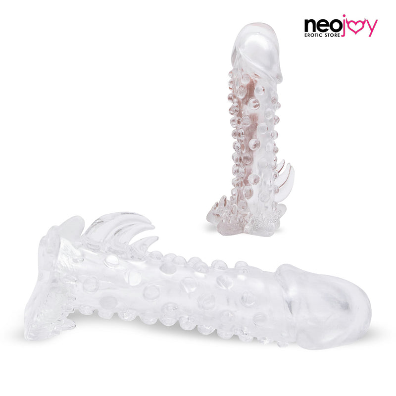 Neojoy Bumpy Sleeve - Gelee-stimulierender Hahn-Vergrößerer mit Kitzler-Kitzler - Ausdauer, die Paar-Sex-Spielzeug verbessert video