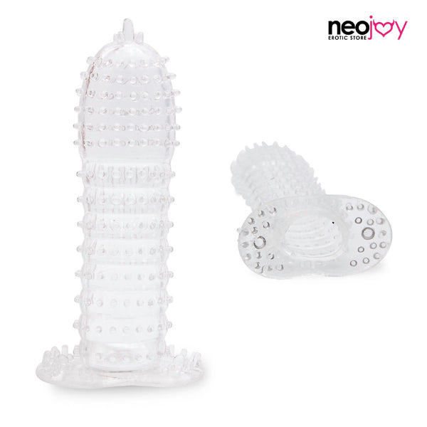 Neojoy gerippte, klare Hülle - Jelly Penis Extender - stimulierender Hahn-Vergrößerer mit klitoralen Ticklers - Ausdauer, die Paar-Sex-Spielzeug verbessert