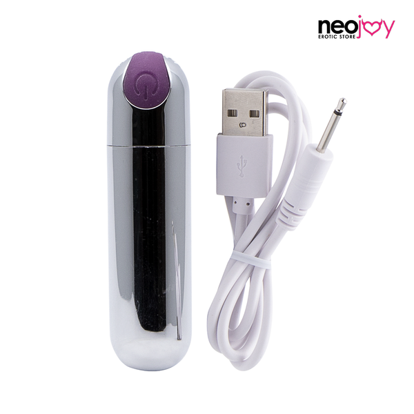 Neojoy Bullet Love USB wiederaufladbarer 10 Intensive Geschwindigkeitsfunktion Vibrator Silver
