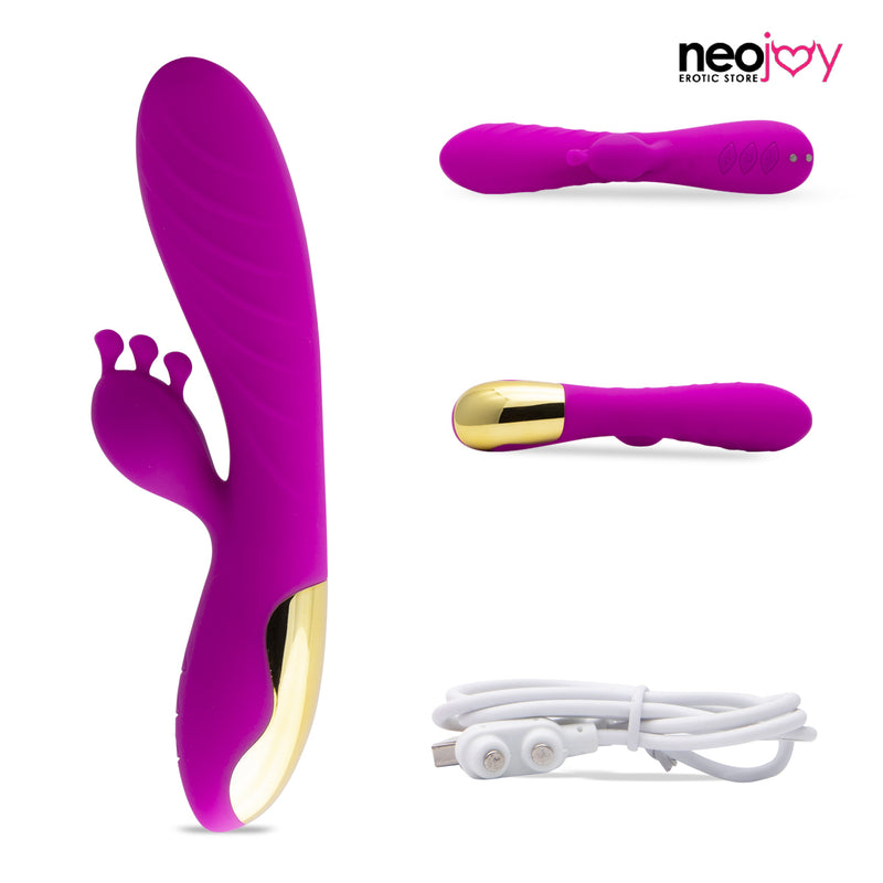 Neojoy Vibrationsdildo, Klitorisberuehrer, Silikon-Kaninchen, magnetisch, wiederaufladbar, 10-Gang-Funktionen - Lila video