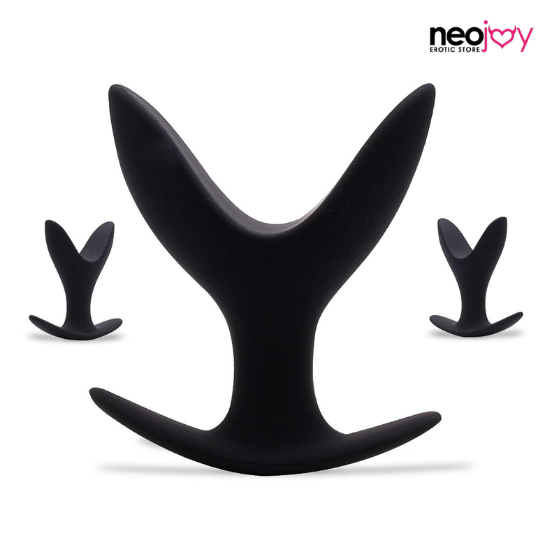 Neojoy Super Erweiterbarer Butt Plug Silikon Schwarz mit flacher Unterlage Klein video