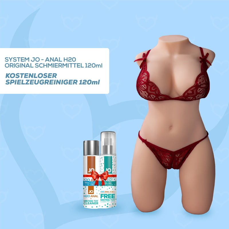 YQ Torso mit Skelett – TPE – 9,5 kg – natürlich + Anal-Gleitgel 120 ml video