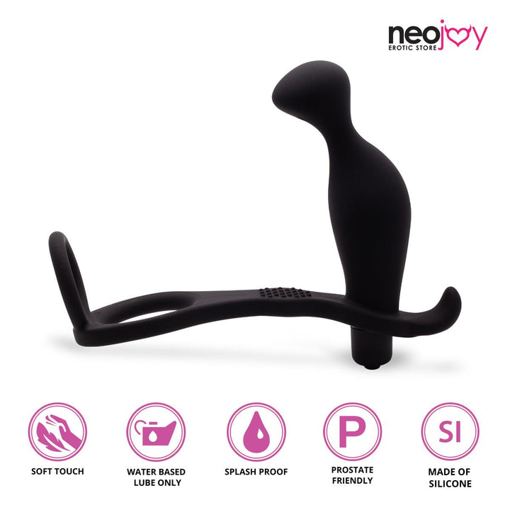 Neojoy Prostata-Massagegerät mit Penisring - Vibrierender Butt Plug Anal Prober - Penis und Penis-Silikonring - Spielzeug zur Luststeigerug für Paare - Sexspielzeug für Erwachsene - lucidtoys.de
