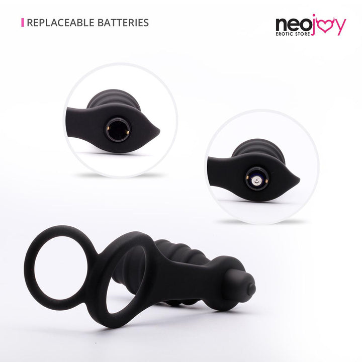 Neojoy Vibe Plug mit Cock Ring - Performancesteigerung des Penis - Spielzeug für Paare - Vibrierender Butt Plug Prostata Massager mit Silikonring für Penis und Hoden - Anales Sexspielzeug für Erwachsene - lucidtoys.de