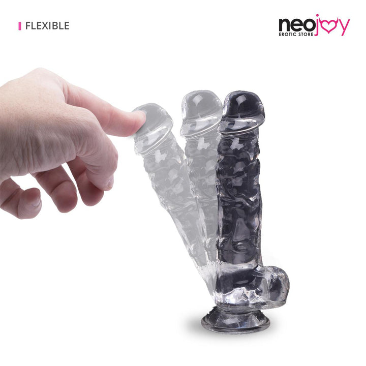Neojoy Jelly-Soft Crystal Dildo Transparent - 23 cm Realistischer Dong mit Kugeln und Saugnapf - Girthy wasserdichter Masturbator für G-Punkt und Anal Stimulation - Adult Sex Toy - lucidtoys.de Not Classified