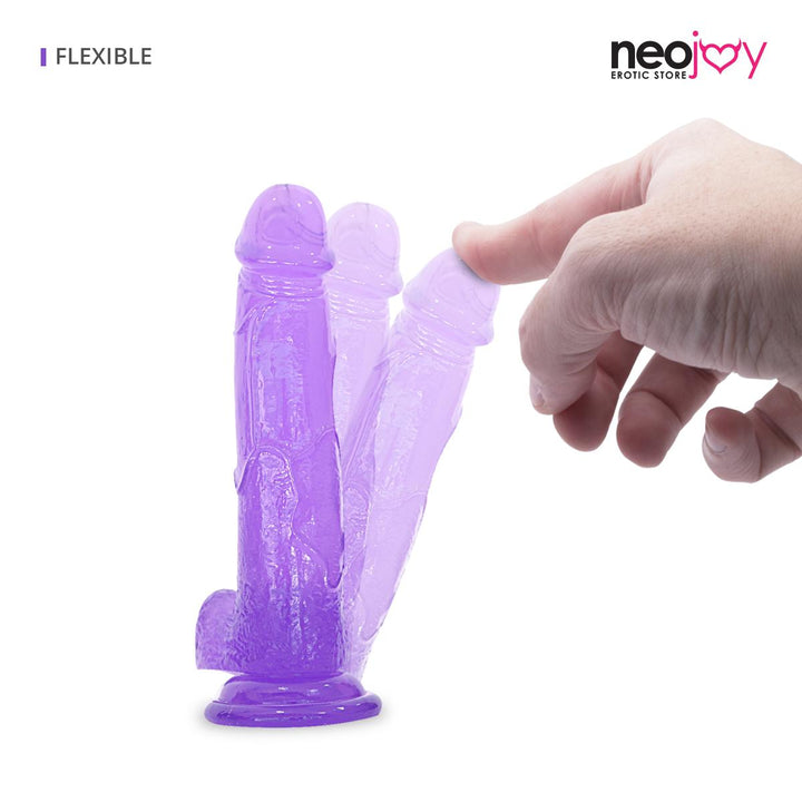 Neojoy Jelly-Soft Crystal Dildo Lila - 20 cm Realistischer Penis mit Hoden und Saugnapf - Wasserdichter Masturbator für G-Punkt und Analstimulation - Sexspielzeug für Erwachsene - lucidtoys.de Dildos