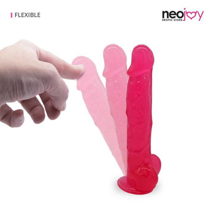 Neojoy Jelly-Soft Crystal Dildo Pink - 23 cm Realistischer Penis mit Hoden und Saugnapf - Wasserdichter Masturbator für G-Punkt und Analstimulation - Sexspielzeug für Erwachsene - lucidtoys.de Not Classified