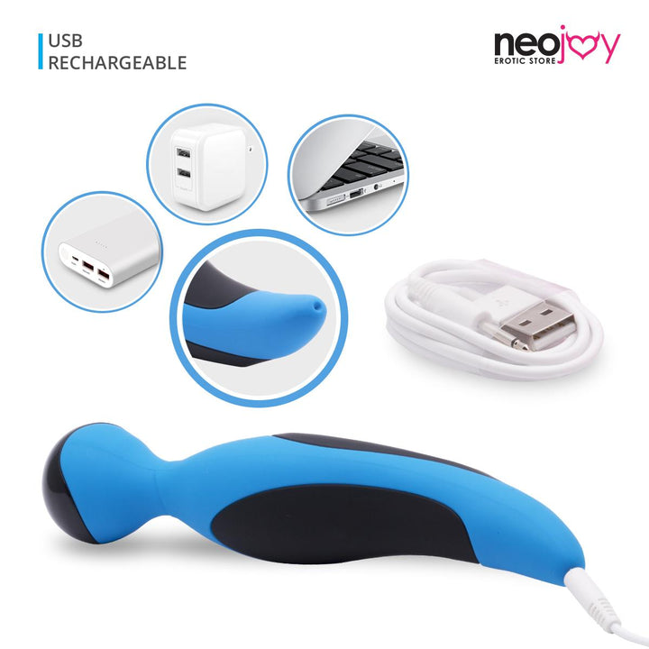 NeoJoy Mini-Wand - Blau | Kabellos | 7 Funktionen Vibrationsmassagegerät für vaginale und klitorale Stimulation | USB wiederaufladbar | Spielzeug für Erwachsene - lucidtoys.de Not Classified