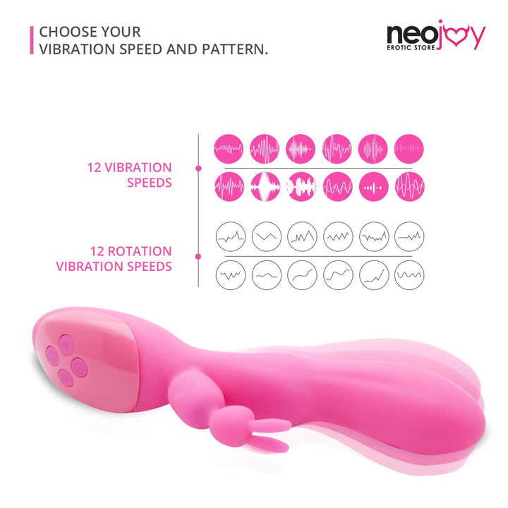 NeoJoy 12 Funktionen Bunny - Pink - lucidtoys.de Rabbit Vibratoren