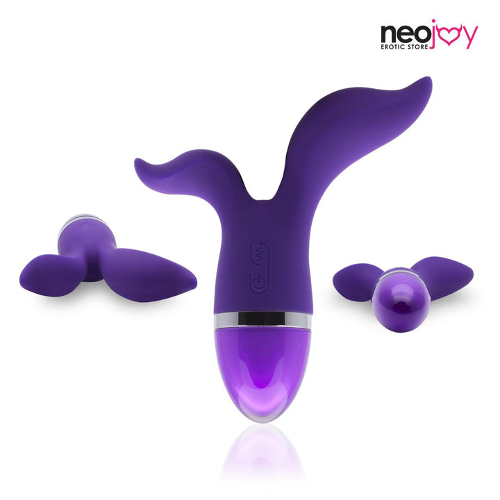 NeoJoy Double Pleasure - Lila | 9 Funktionen Silikon Vibrationsmassagegerät für G-Punkt, vaginale und klitorale Stimulation| USB Wiederaufladbar | Vibrator | Dildo | Sexspielzeug