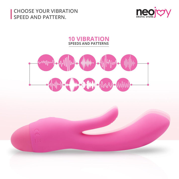 Neojoy G-Punkt Klitoris Rabbit Vibrator Pink - Silikon Hasenohren zur Stimulation der Klitoris - G-Punkt wasserdichter Vibrator - Mastrubator für Frauen - lucidtoys.de Klitoris Vibratoren