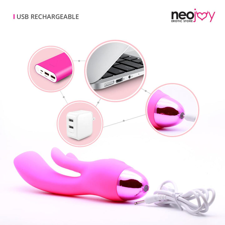 Neojoy G-Punkt Clit Vibe Pink - Silikon Hasenohren für die Stimulation der Klitoris - per USB wiederaufladbar 10 Geschwindigkeiten und Muster Wilder Hase Masturbator - G-Punkt und Klitoris Vibrator - Sex-Spielzeug für Frauen - lucidtoys.de Klitoris Vibratoren