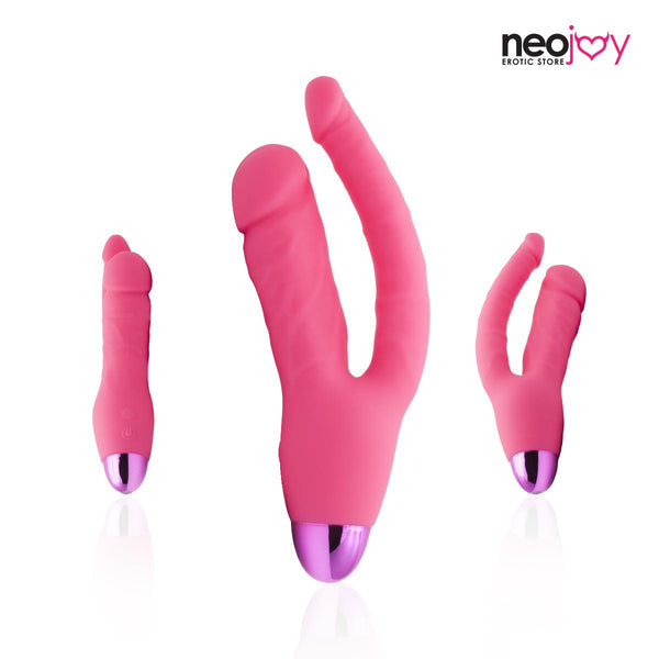 Neojoy Doppelpenetration Pink Vibes - Silikon Dual Massager - Anal Stimulation - 10 Funktionen - Realistische Klitoris G-Punkt Anal Prober - Weibliche Masturbating Sex-Spielzeug für Frauen