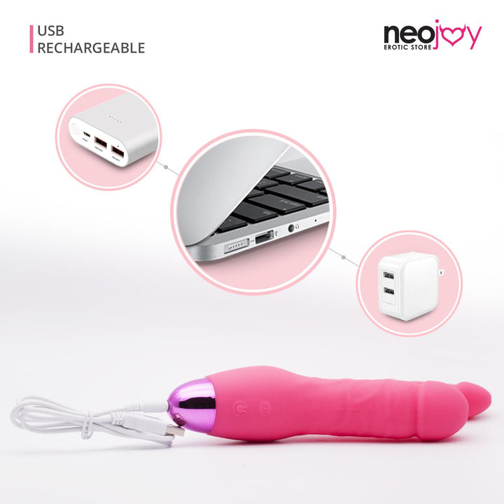 Neojoy Doppelpenetration Pink Vibes - Silikon Dual Massager - Anal Stimulation - 10 Funktionen - Realistische Klitoris G-Punkt Anal Prober - Weibliche Masturbating Sex-Spielzeug für Frauen - lucidtoys.de Anal Vibratoren