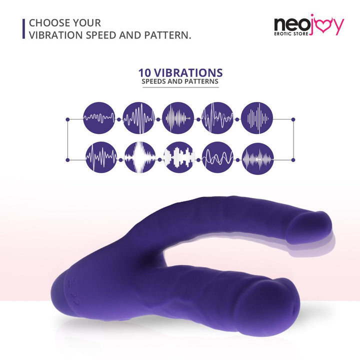 Neojoy Double Trouble Vibrator Lila - Silikon Doppel-Massagegerät - Anal Stimulation - 10 Funktionen - Realistische Klitoris G-Punkt Anal Prober - Mastrubator für Frauen - lucidtoys.de Anal Vibratoren