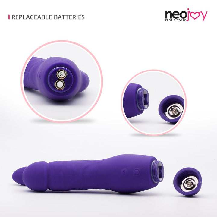 Neojoy Double Trouble Vibrator Lila - Silikon Doppel-Massagegerät - Anal Stimulation - 10 Funktionen - Realistische Klitoris G-Punkt Anal Prober - Mastrubator für Frauen - lucidtoys.de Anal Vibratoren