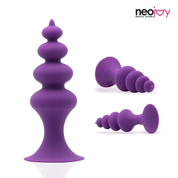 Neojoy Perlen Anal Prober - 12 cm Butt Plug mit 4 Perlen - Silikon Prostata Masturbator mit Saugnapf - Wasserdichter Anal Dildo für Einsteiger - Unisex - Sexspielzeug für Erwachsenes