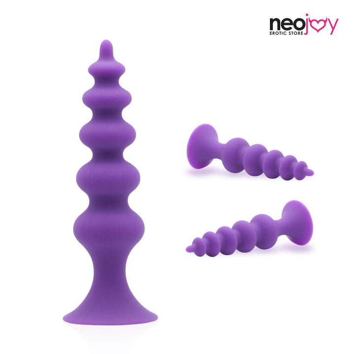 Neojoy Perlen Schlanker Anal Prober - 11.5 cm Butt Plug mit 5 Perlen - Silikon Prostata Masturbator mit Saugnapf - Wasserdichter Anal Dildo für Einsteiger - Unisex - Sexspielzeug für Erwachsenes