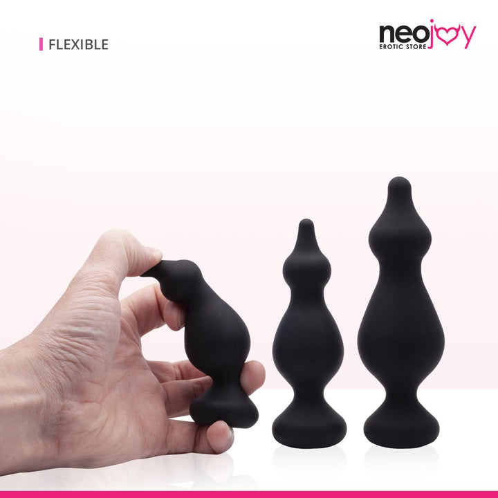 Neojoy - 3 verschiedene Größen Analplugs für Prostata Massage und Analsex - Butt Plugs für P-Punkt Stimulation - Silikon Probers für Fortgeschrittene - Wasserdicht - lucidtoys.de Butt Plugs