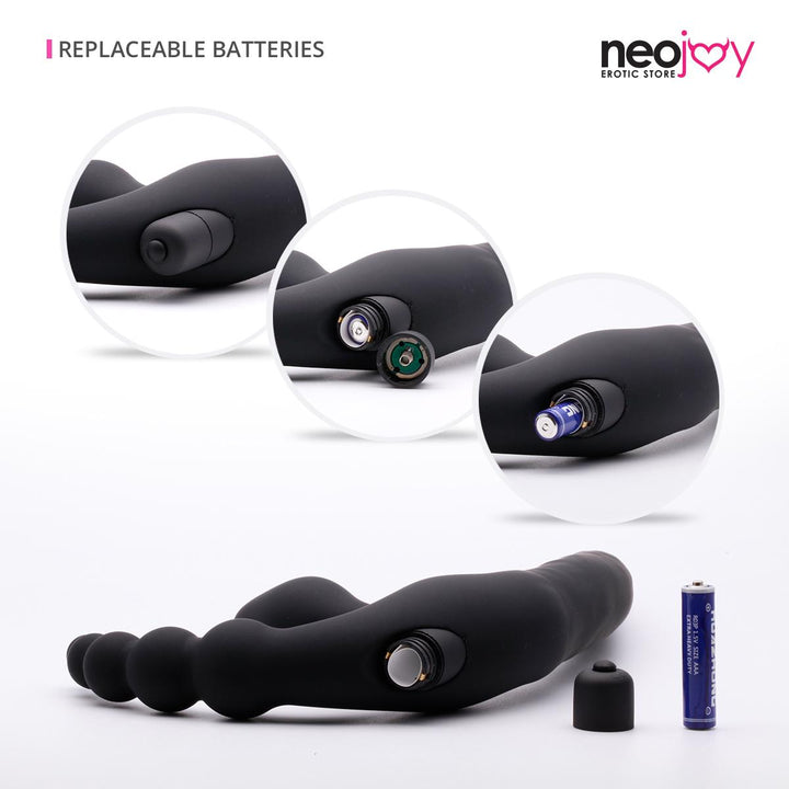 Neojoy Triple Vibrator für Paare - Realistischer Penis mit Eichelspitze - Perlen Butt Plug - G-Punkt und Analstimulation - Prostata Massage Vibrator - Wasserdichter weicher Penis für strap-on spaß - Sexspielzeug für Erwachsene für Fortgeschrittene - lucidtoys.de Doppeldildos