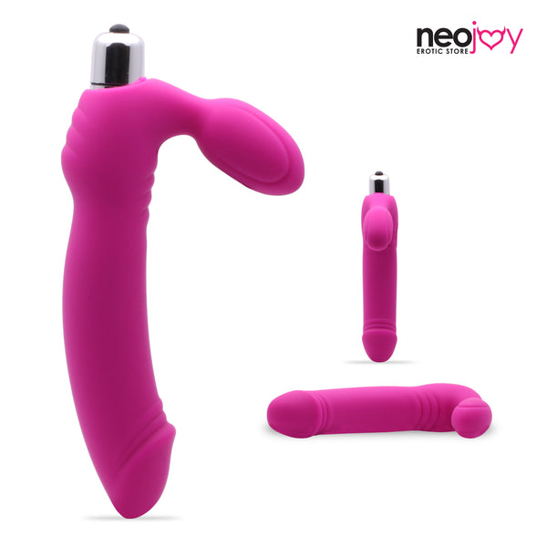 Neojoy Double Dildo - Paar Doppel Vibrator - Trägerloser Strap-on Dildo mit realistischer Eichelspitze - G-Punkt und Stimulation der Klitoris - Sexspielzeug für Einsteiger und Fortgeschrittene - Vibrierender Silikon Penis - Sexspielzeug für Erwachsene