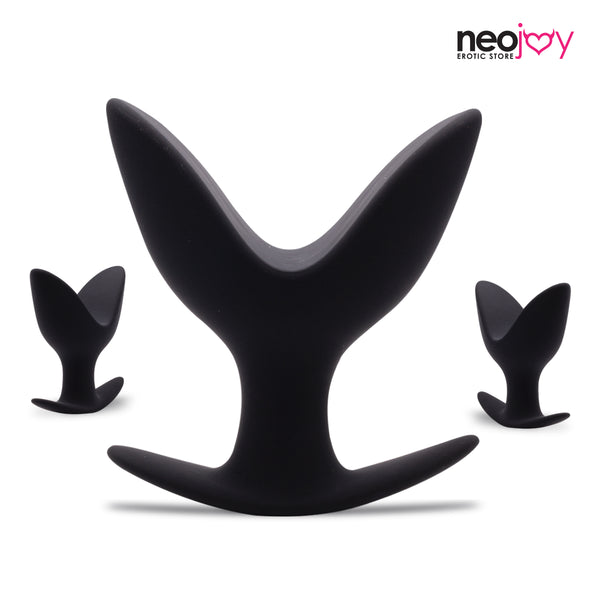 Neojoy Super Erweiterbarer Butt Plug Silikon Schwarz mit flachem Fuß extra groß