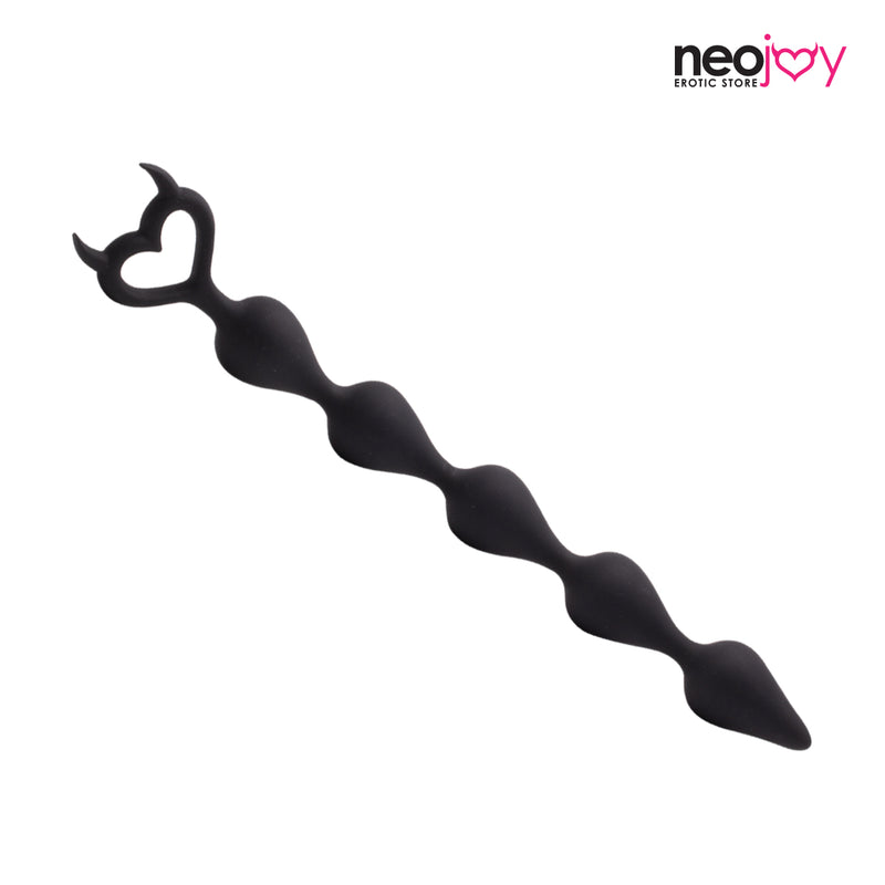 Neojoy Devil Anal Beads Silikon Schwarz - 37 cm video