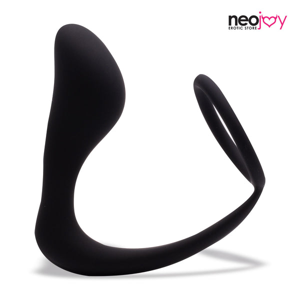 Neojoy Butt Plug Silikon Schwarz mit Cockring - 3,1 Zoll - 8 cm