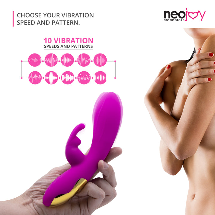 Neojoy Dildo Clit Rider - Doppel Vibrator - G-Punkt Klitoris Stimulation - Vibrierender Doppelzauberstab - Magnetisch aufladbarer zuegelloser Rabbit - Sexspielzeug fuer Erwachsene - lucidtoys.de Rabbit Vibratoren