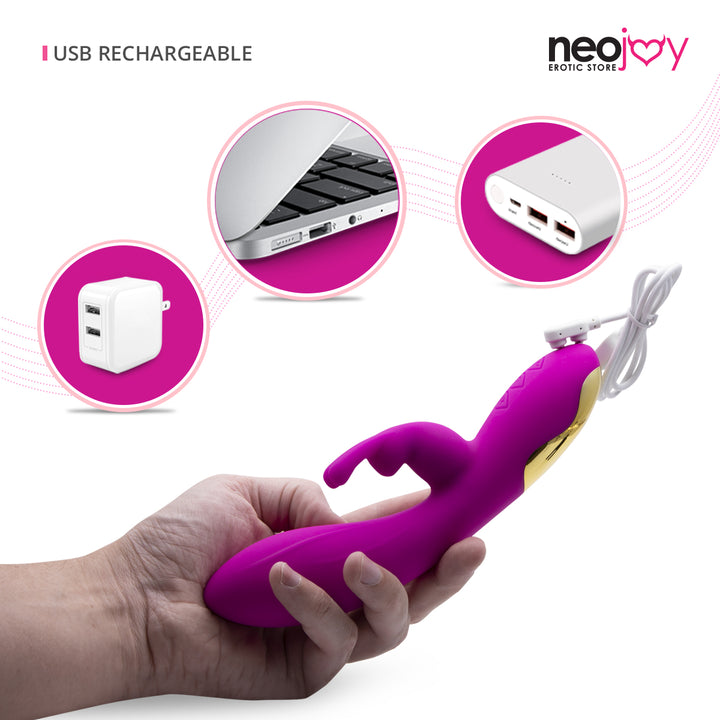 Neojoy Dildo Clit Rider - Doppel Vibrator - G-Punkt Klitoris Stimulation - Vibrierender Doppelzauberstab - Magnetisch aufladbarer zuegelloser Rabbit - Sexspielzeug fuer Erwachsene - lucidtoys.de Rabbit Vibratoren