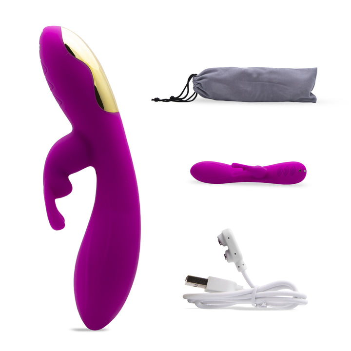 Neojoy Dildo Clit Rider - Doppel Vibrator - G-Punkt Klitoris Stimulation - Vibrierender Doppelzauberstab - Magnetisch aufladbarer zuegelloser Rabbit - Sexspielzeug fuer Erwachsene