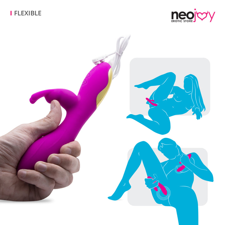 Neojoy Dildo Clit Rider - Doppel Vibrator - G-Punkt Klitoris Stimulation - Vibrierender Doppelzauberstab - Magnetisch aufladbarer zuegelloser Rabbit - Sexspielzeug fuer Erwachsene - lucidtoys.de Rabbit Vibratoren