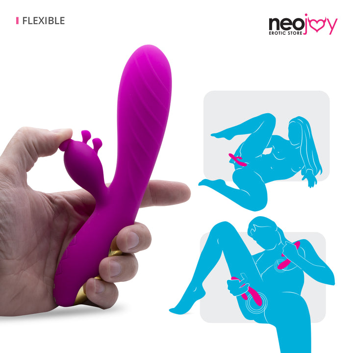 Neojoy Dildo Clit Toucher - Zügelloser Rabbit für G-Punkt Klitoris Stimulation - Doppelter erotischer Massager - Magnetisch Aufladbares Sexspielzeug für Frauen - lucidtoys.de Rabbit Vibratoren