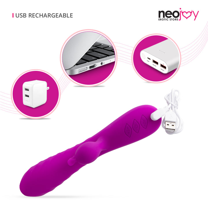 Neojoy Dildo Clit Toucher - Zuegelloser Rabbit fuer G-Punkt Klitoris Stimulation - Doppelter erotischer Massager - Magnetisch Aufladbares Sexspielzeug fuer Frauen - lucidtoys.de Rabbit Vibratoren