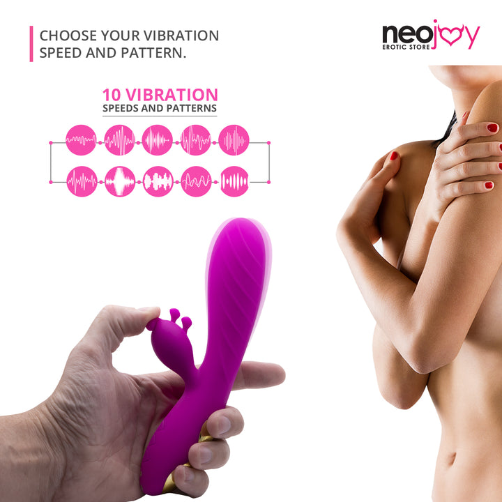 Neojoy Dildo Clit Toucher - Zuegelloser Rabbit fuer G-Punkt Klitoris Stimulation - Doppelter erotischer Massager - Magnetisch Aufladbares Sexspielzeug fuer Frauen - lucidtoys.de Rabbit Vibratoren