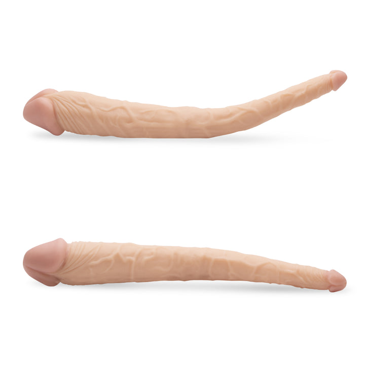 Neojoy Ultra Fullness Dildo - Hautfarben - Doppelendiger Dildo in 2 verschiedenen Größen - Paar Spielzeug - Für Anal-und Vaginalstimulation - Realistischer flexibler Penis - Sexspielzeug für Erwachsene