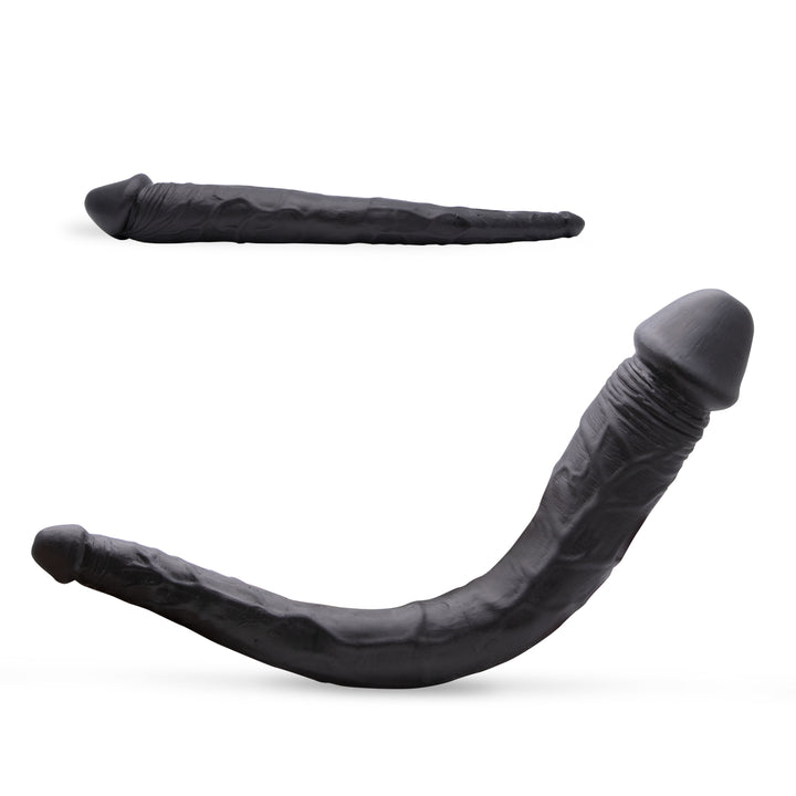 Neojoy Ultra Fullness Dildo - Schwarz - Doppelendiger Dildo in 2 verschiedenen Größen - Paar Spielzeug - Für Anal-und Vaginalstimulation - Realistischer flexibler Penis - Sexspielzeug für Erwachsene