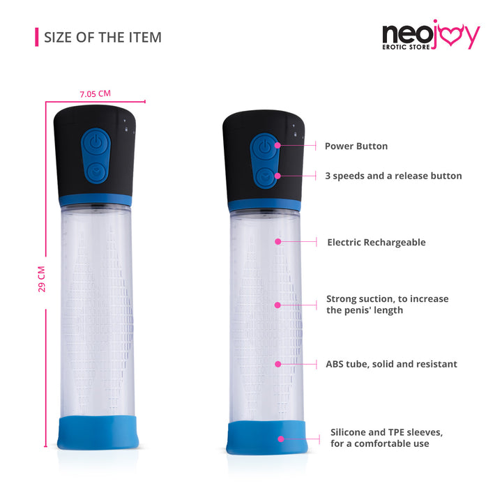 Neojoy Elektrische Penispumpe für Männer - Sexueller Ausdauerverstärker - Penisvergrößerer - Masturbation automatische Pumpe - Sexspielzeug für Männer - lucidtoys.de Penispumpe