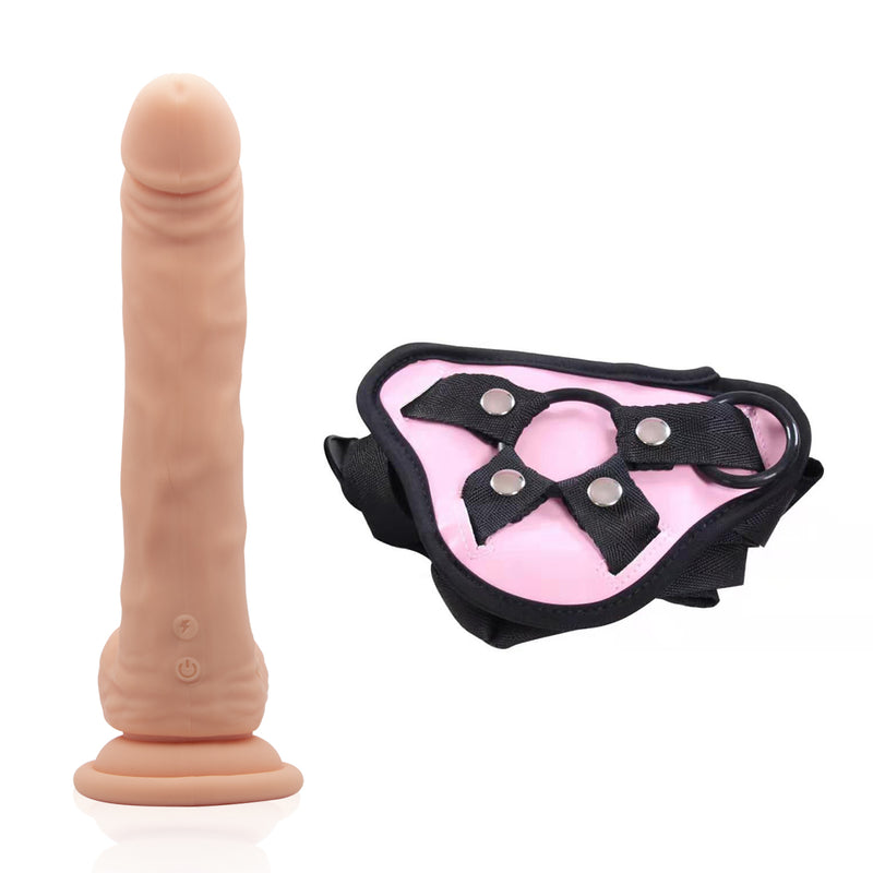 Neojoy - Biggy Vibrationsdildo mit Umschnalldildo - Hautfarben - 18 cm - 7,1 Zoll video