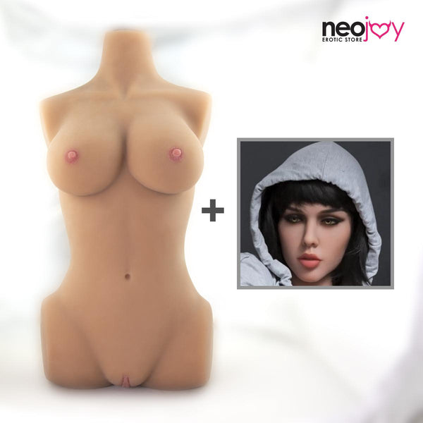Neojoy Einfacher Torso mit Girlfriend Ashanti Head - Realistischer Sex Puppentorso mit Kopfverbinder - Bräunen - 17kg