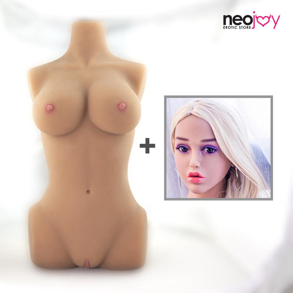 Neojoy Einfacher Torso mit Girlfriend Barbara Head - Realistischer Sex Puppentorso mit Kopfverbinder - Bräunen - 17kg