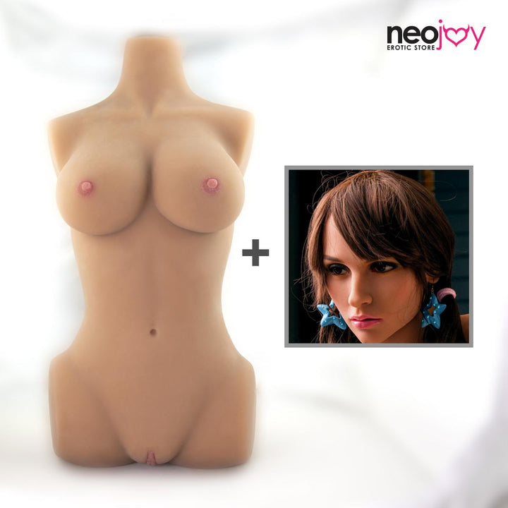 Neojoy Einfacher Torso mit Girlfriend Denise Head - Realistischer Sex Puppentorso mit Kopfverbinder - Bräunen - 17kg