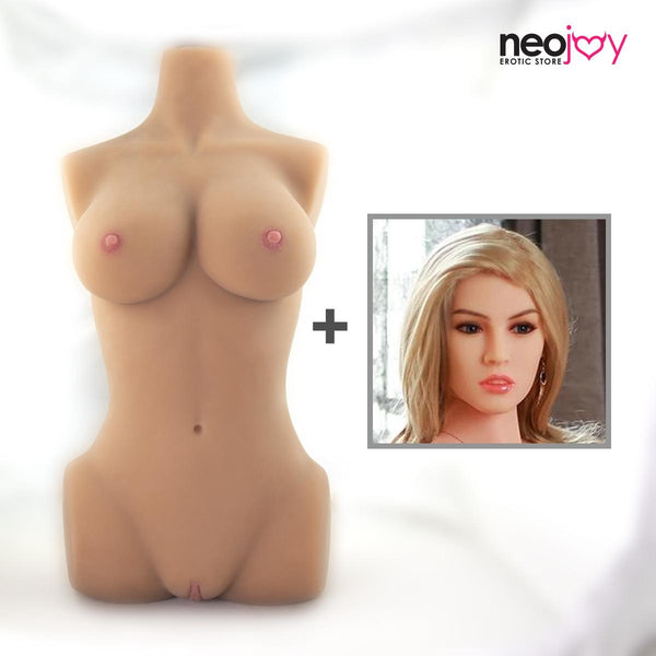 Neojoy Easy Torso With Girlfriend Desiree Head - Realistic Sex Doll Torso With Head Connector - Tan - 17kg