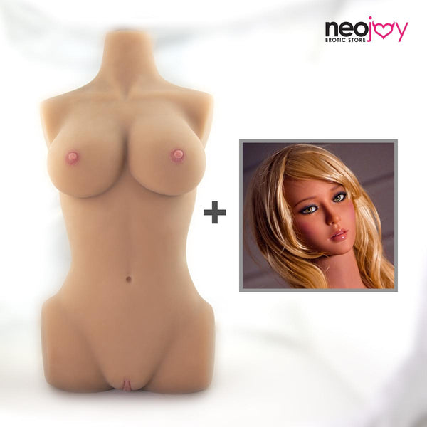 Neojoy Einfacher Torso mit Girlfriend Erika Head - Realistischer Sex Puppentorso mit Kopfverbinder - Bräunen - 17kg
